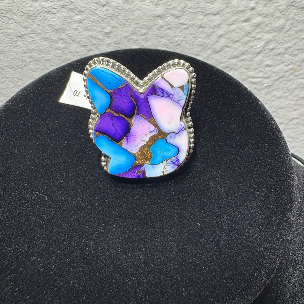 Blue Purple Turquoise Bunny Ring
